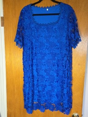 Elegant Blue Lace Dress